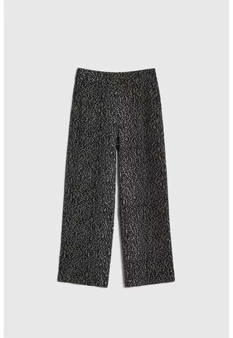 MOODO Pantaloni negri cu imprimeu de pantera - Negru