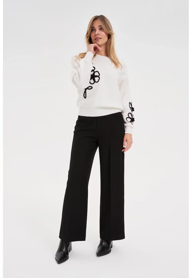 MOODO Pantaloni negri stil evazat - Negru