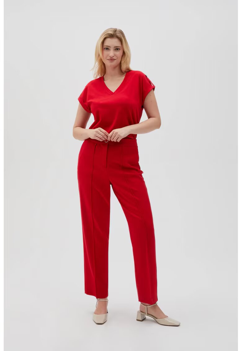 MOODO Pantaloni rosii cu dungi inaltime - Rosu