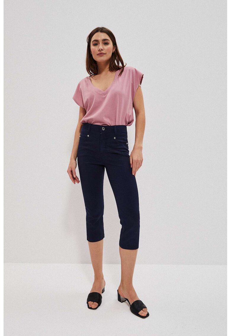 MOODO Pantaloni scurti din lyocell bleumarin - Bleumarin