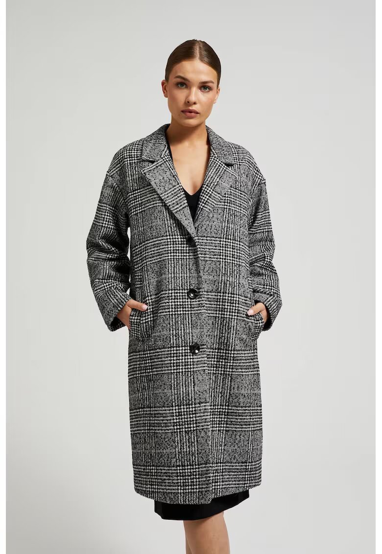MOODO Pardesi oversized in carouri negre - Negru