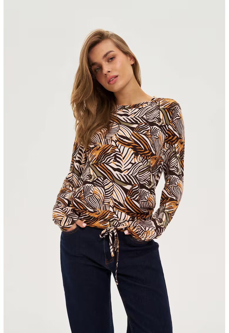 MOODO Pulover bej cu model floral - Crem