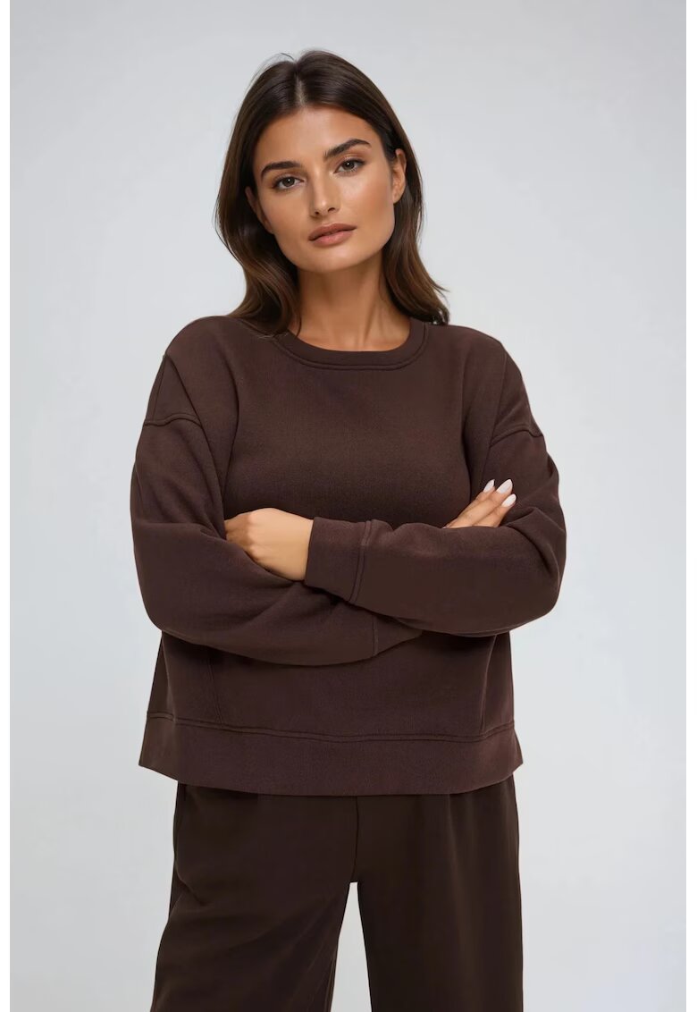 MOODO Pulover oversized bumbac - maro - Maro