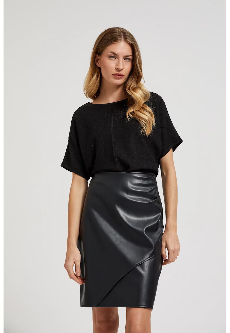 MOODO Pulover oversized cu maneci scurte Z-SW-4516 - Negru