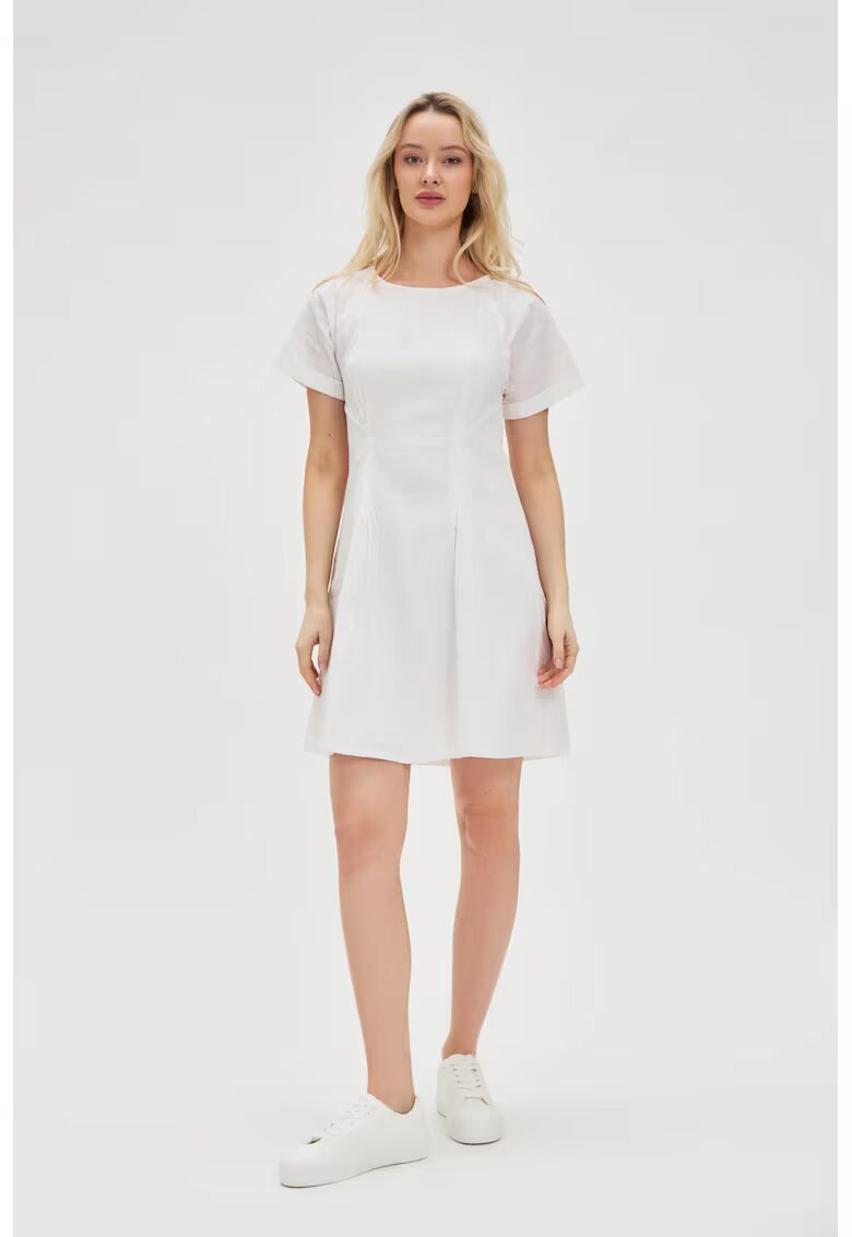MOODO Rochie Alba din Bumbac cu Spate Deschis - Alb