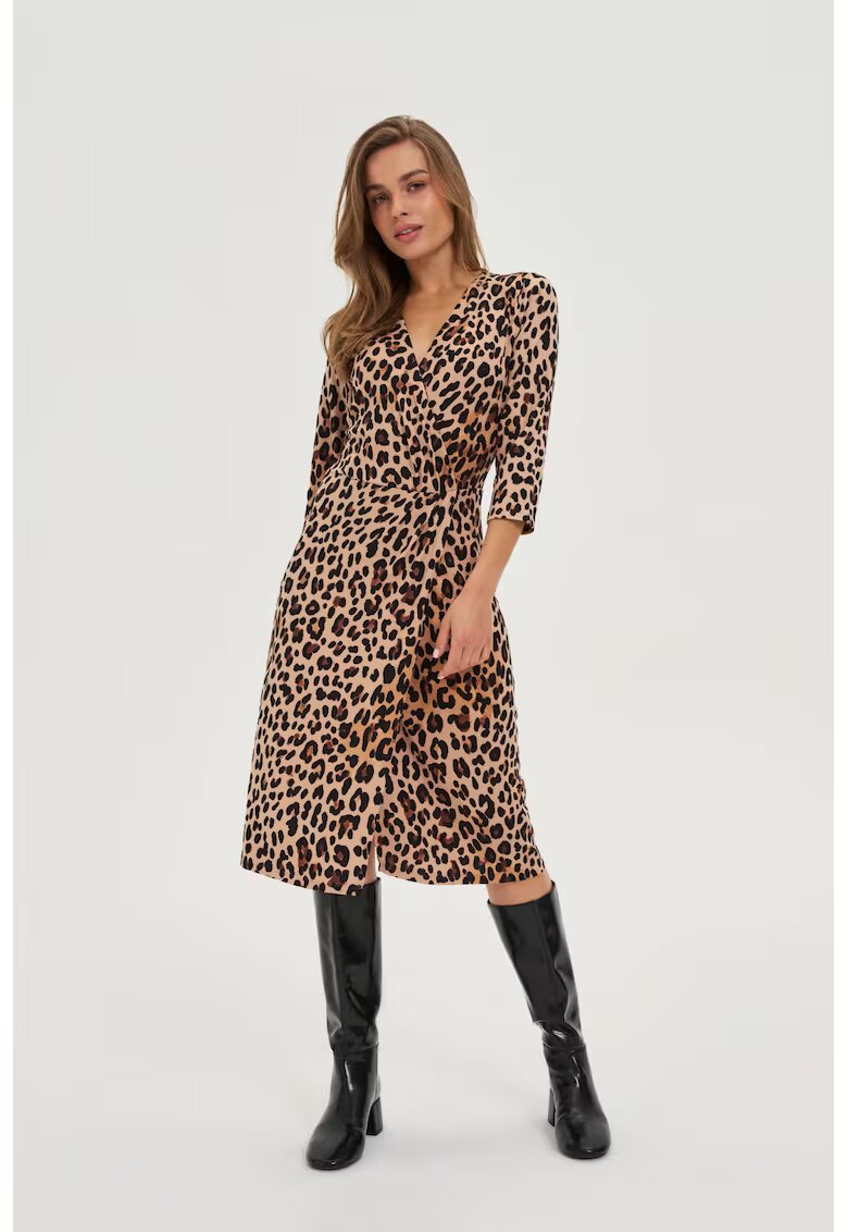 MOODO Rochie Bej cu Imprimare de Panther - Bej