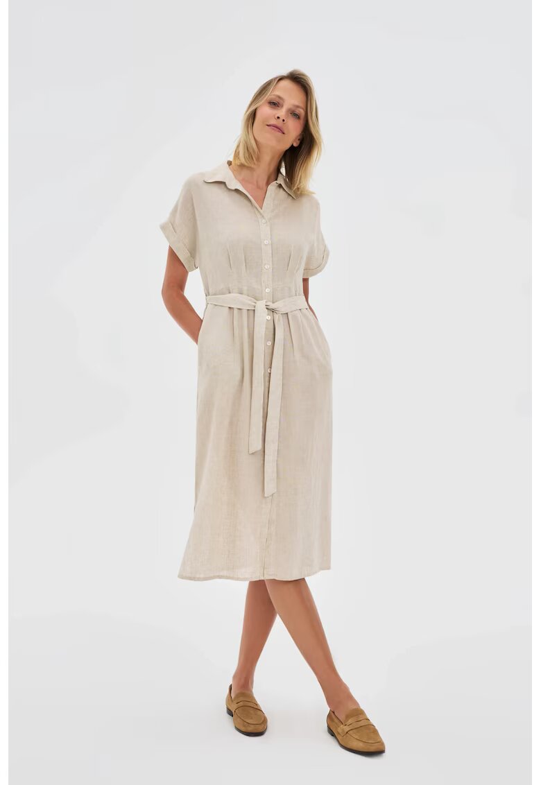 MOODO Rochie bej din bumbac si in - Bej