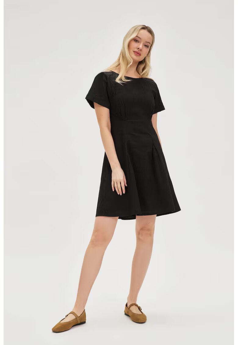 MOODO Rochie din bumbac neagra cu spatele descoperit - Negru