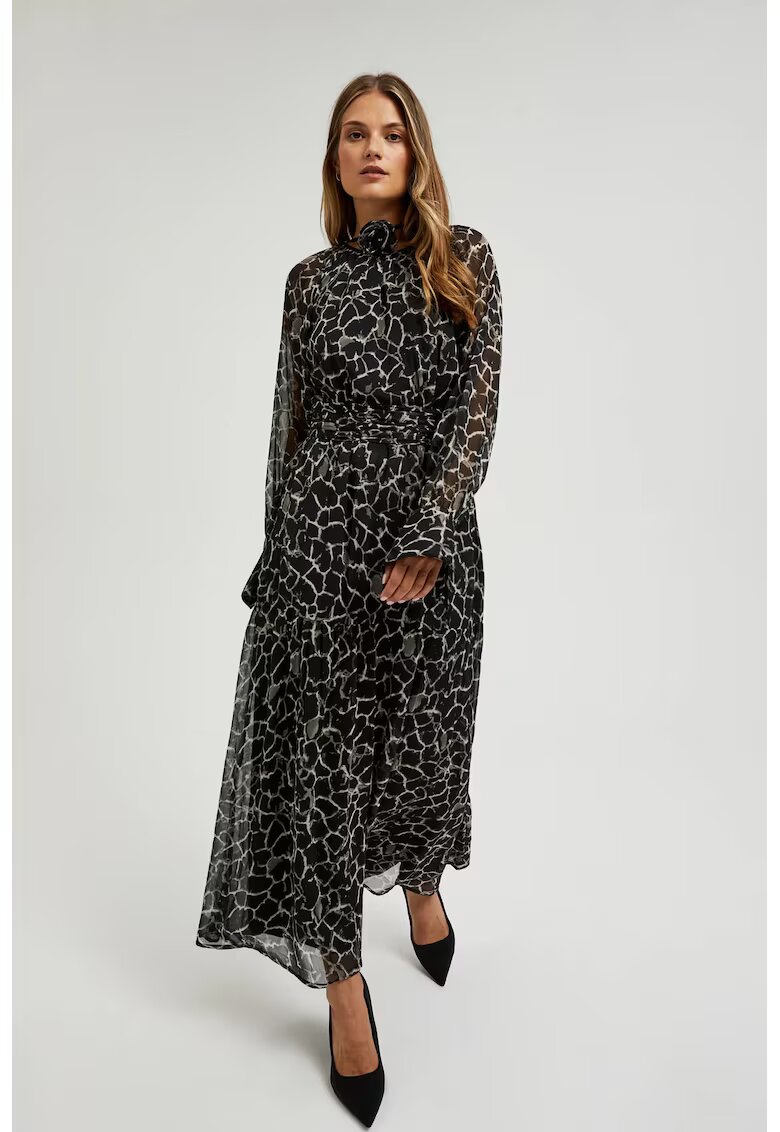 MOODO Rochie maxi neagra evazata - Negru
