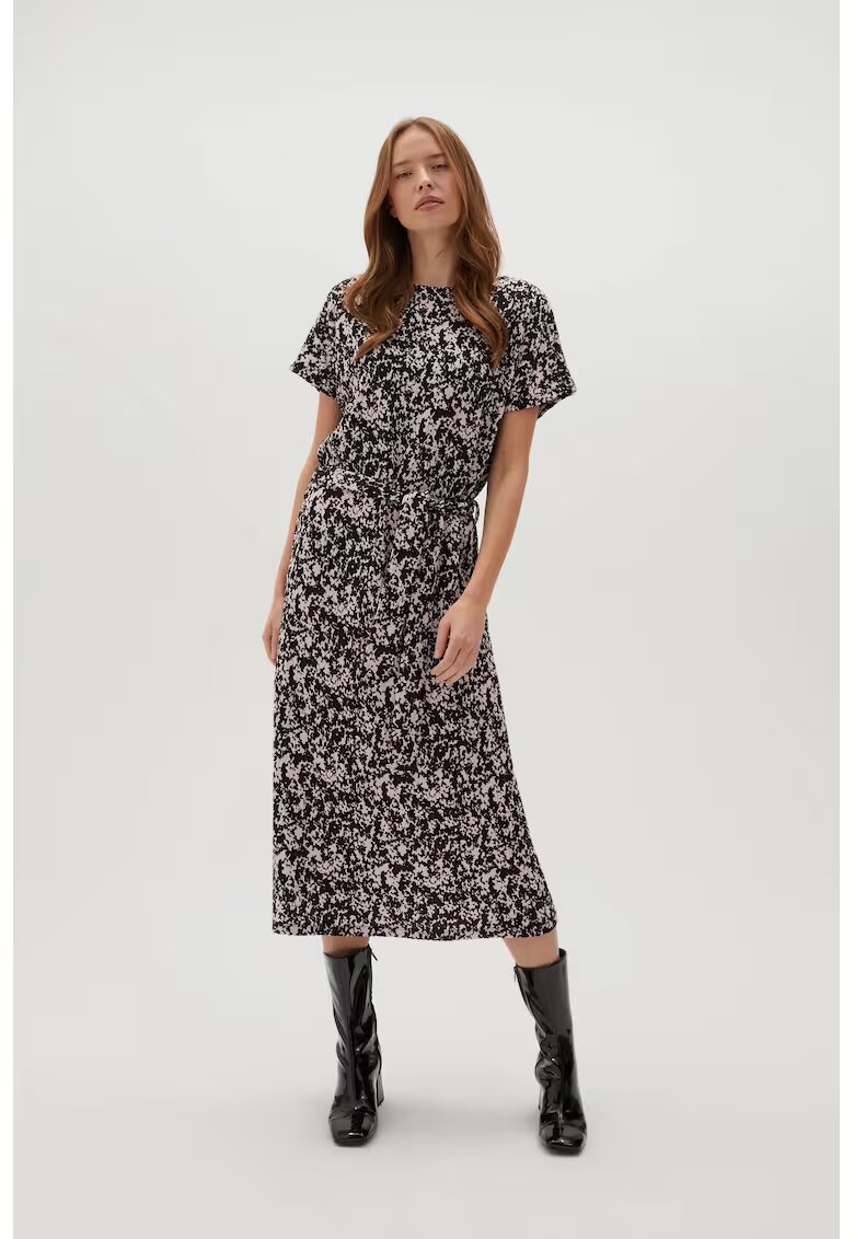 MOODO Rochie midi neagra cu model pentru femei - Negru