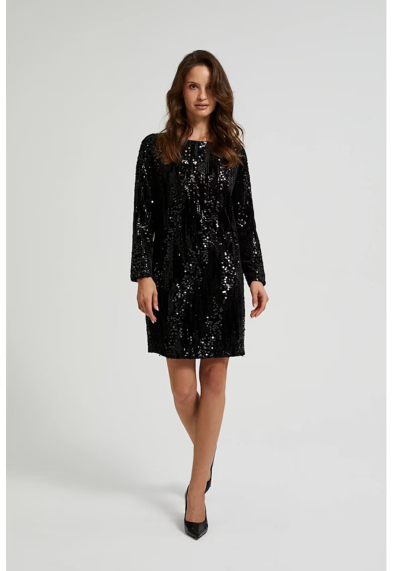 MOODO Rochie neagra cu paiete - Negru