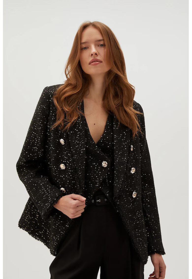 MOODO Sacou negru cu nasturi decorativi - Negru