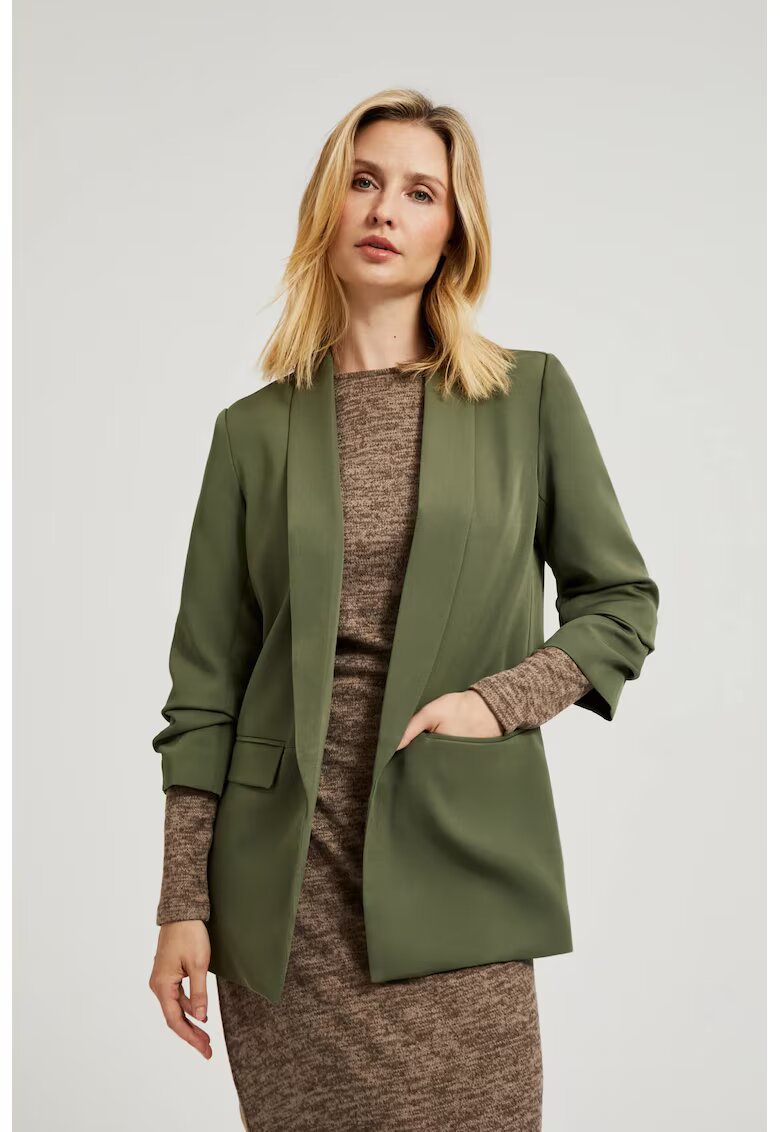 MOODO Sacou netedat cu maneci 3/4 in olive - Verde