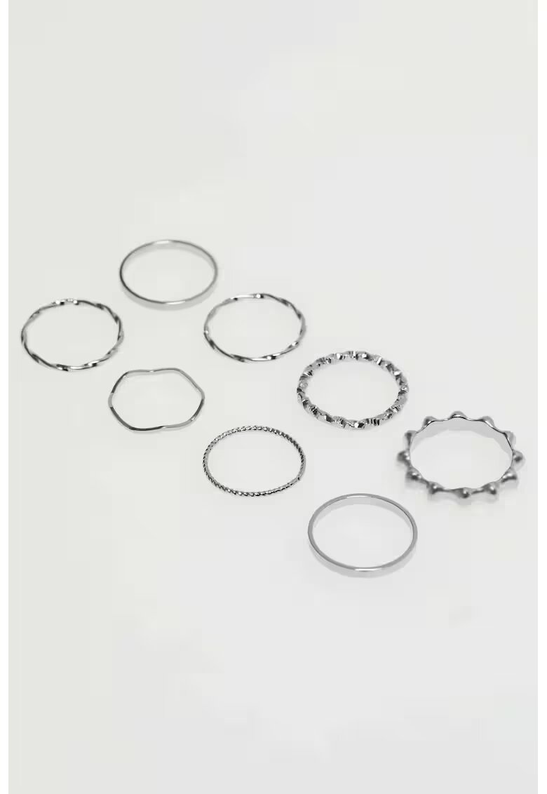 MOODO Set de inele argintii 8 inele - diferite forme - ONE SIZE