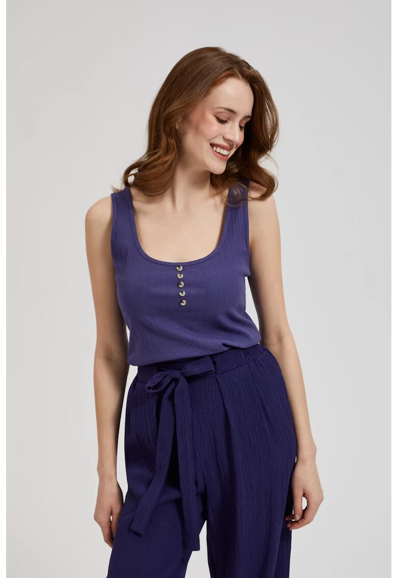 MOODO Top violet cu butoane - bumbac - Violet