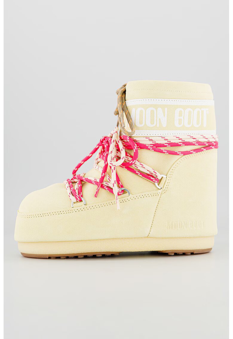Moon Boot Cizme de iarna din piele intoarsa Icon - Alb/Kaki/Roz