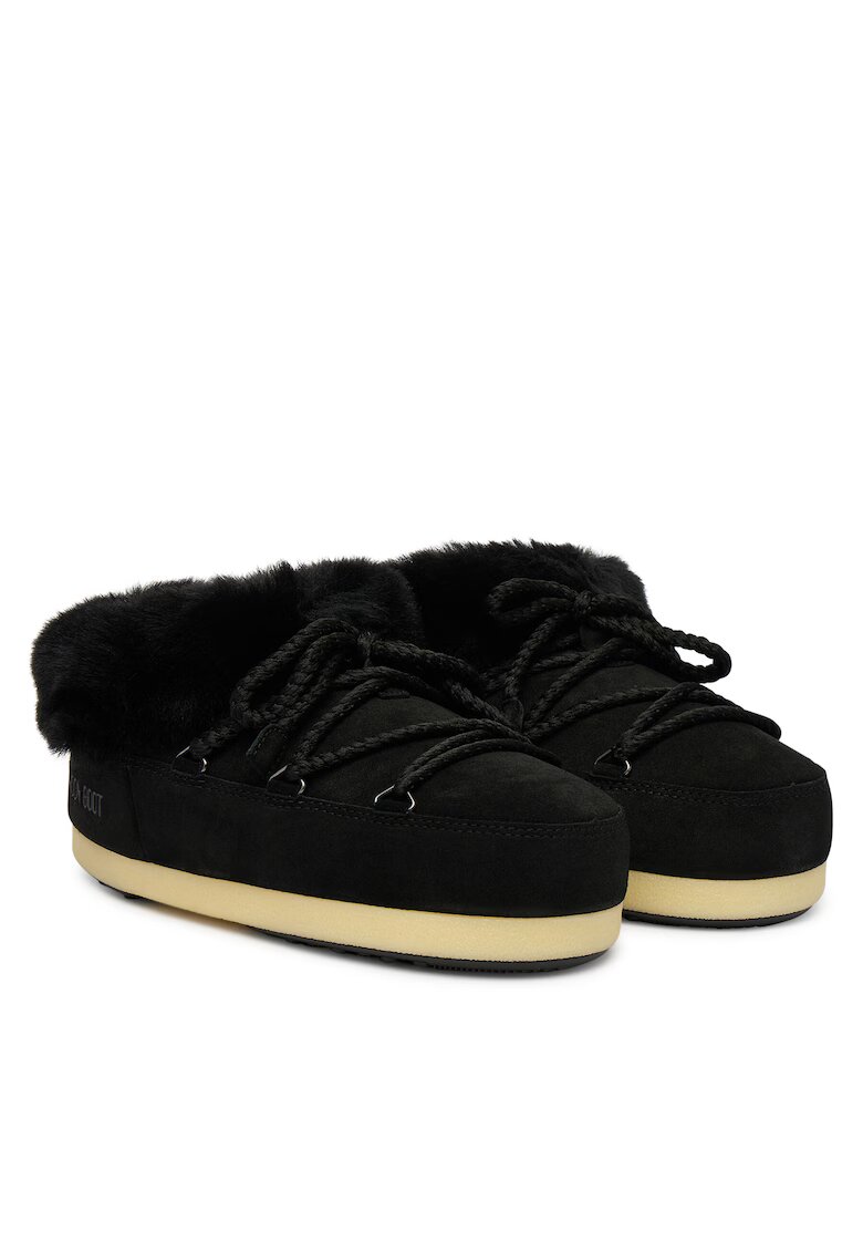 Moon Boot Ghete dama Black/Natural - piele naturala - model NL02 Mb Evx Mule Suede 80