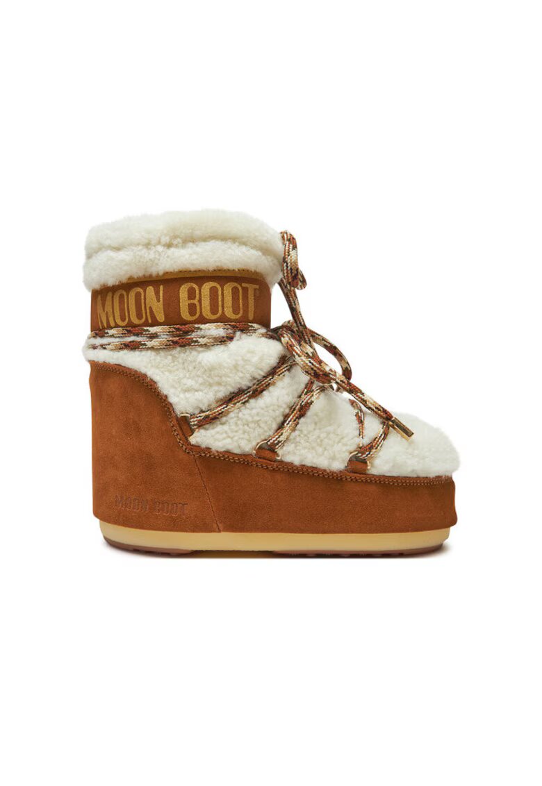 Moon Boot Ghete de zapada piele naturala - maron/ alb - pentru fete -