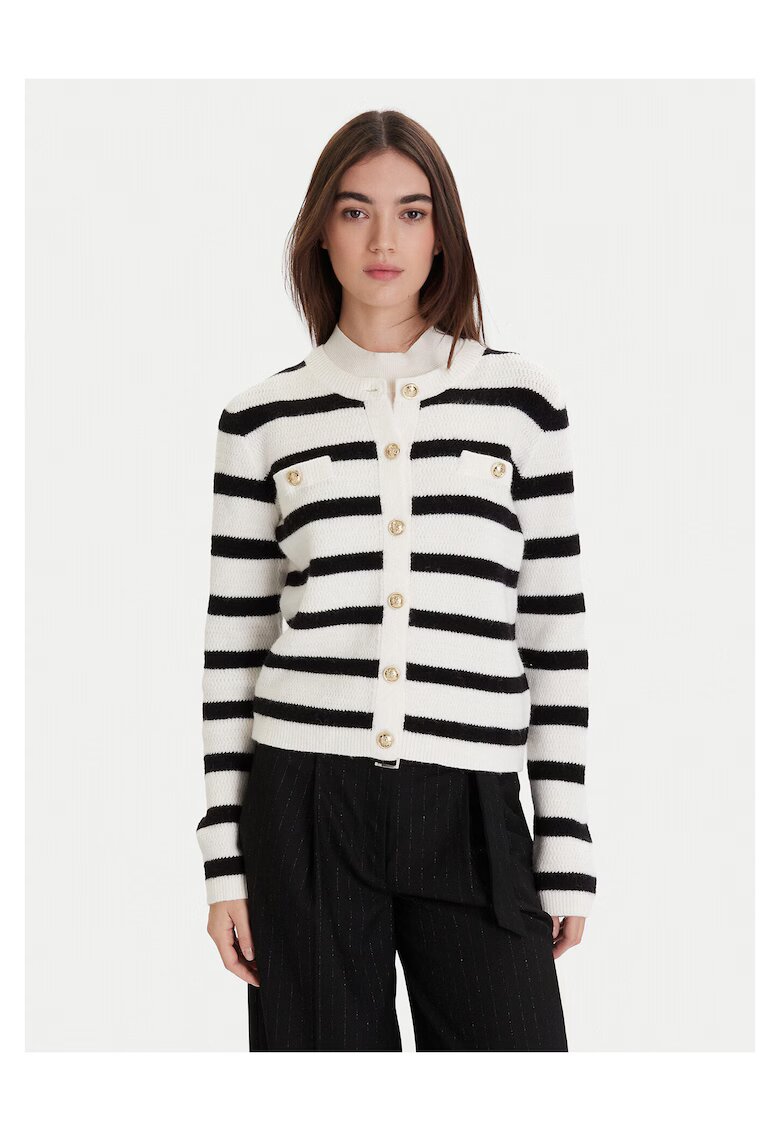 Morgan Cardigan dama negru/alb - pulover dama