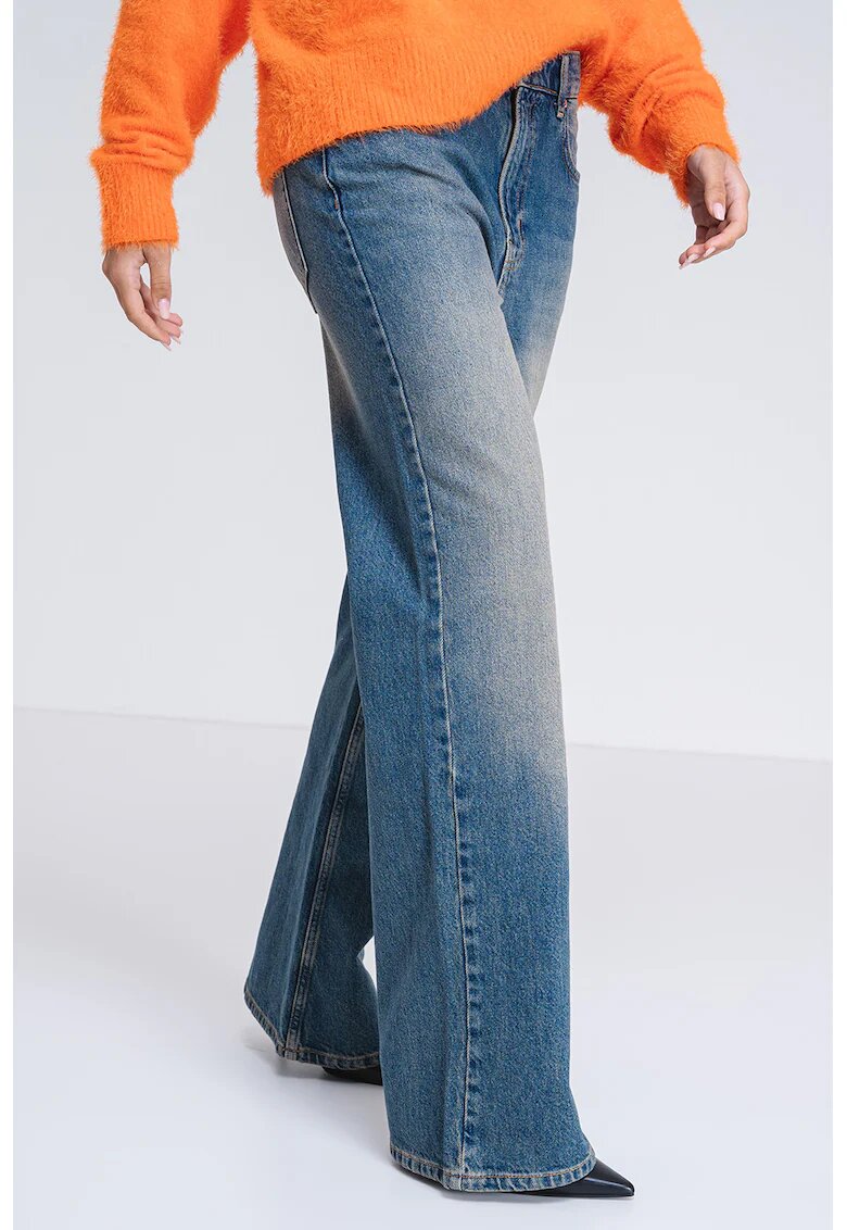 Moschino Jeans Blugi cu croiala ampla si aspect decolorat - Albastru melange