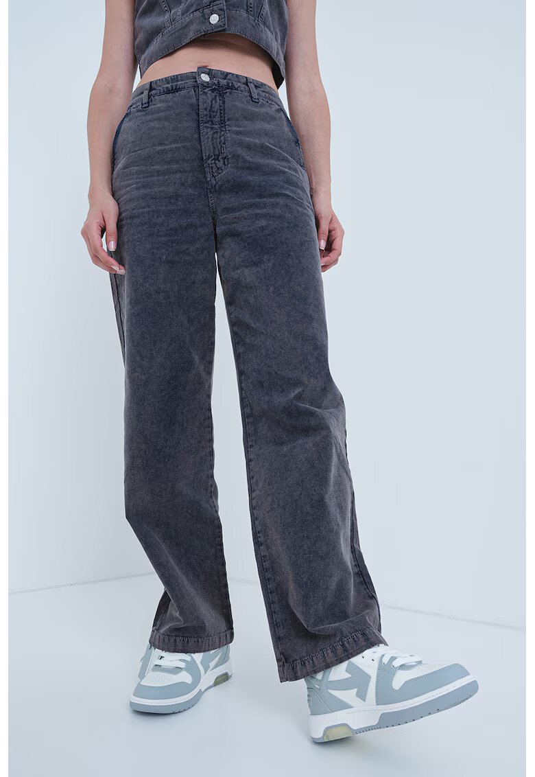 Moschino Jeans Blugi cu croiala dreapta si talie medie - Gri inchis