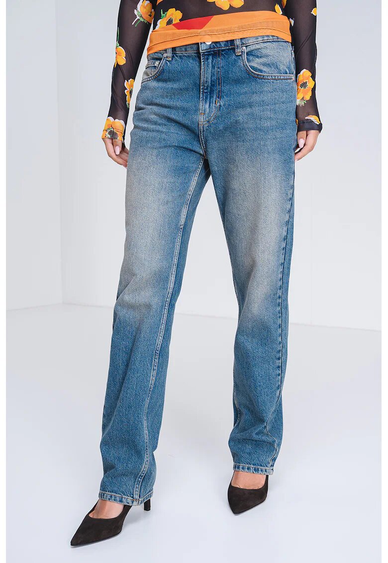 Moschino Jeans Blugi drepti cu aspect decolorat - Albastru melange