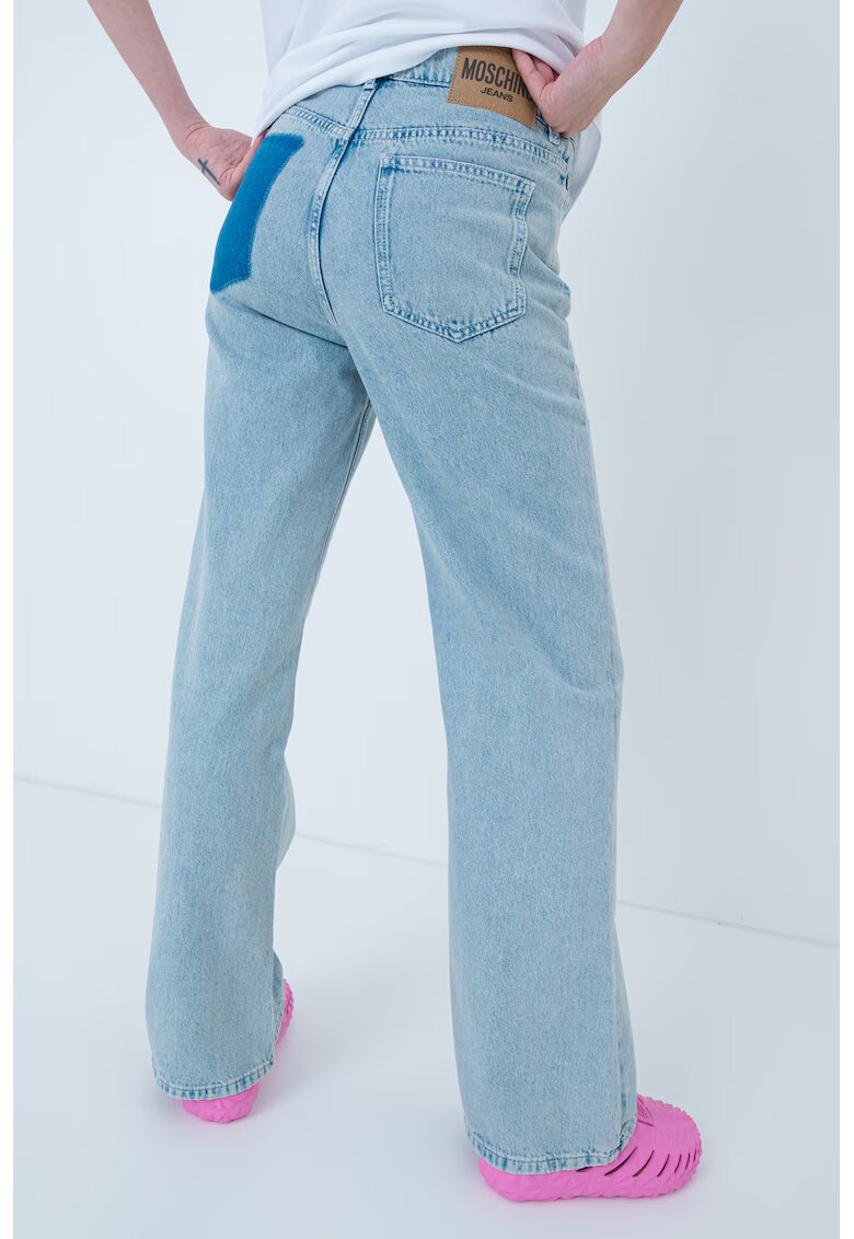 Moschino Jeans Blugi evazati cu talie inalta - Albastru prafuit