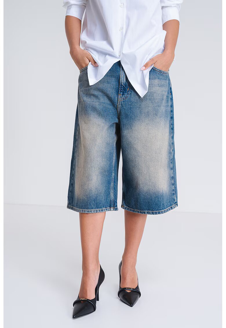 Moschino Jeans Blugi trei sferturi cu aspect decolorat - Albastru melange