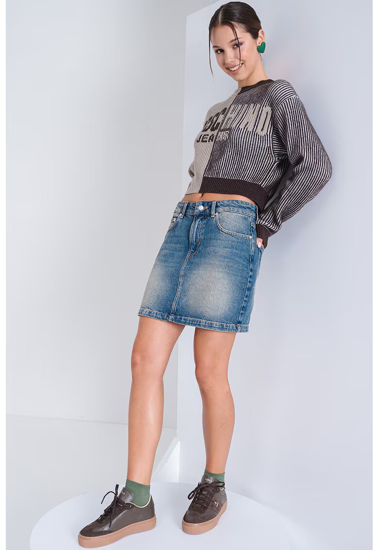 Moschino Jeans Fusta dreapta din denim cu aspect decolorat - Albastru melange