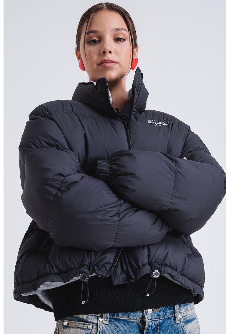 Moschino Jeans Geaca cu guler mediu si terminatie ajustabila - Negru