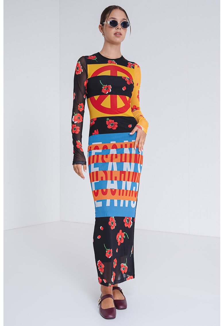 Moschino Jeans Rochie maxi cu model - Negru/Galben/Albastru