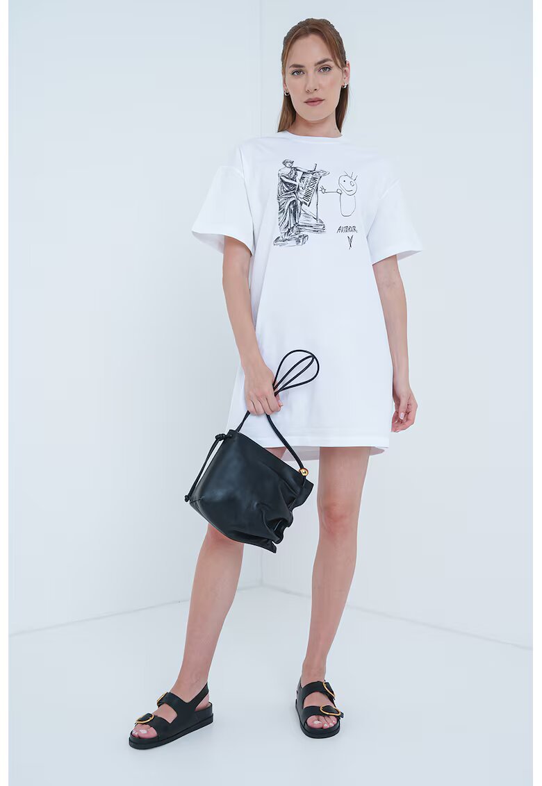 Moschino Jeans Rochie-tricou cu imprimeu grafic - Alb optic