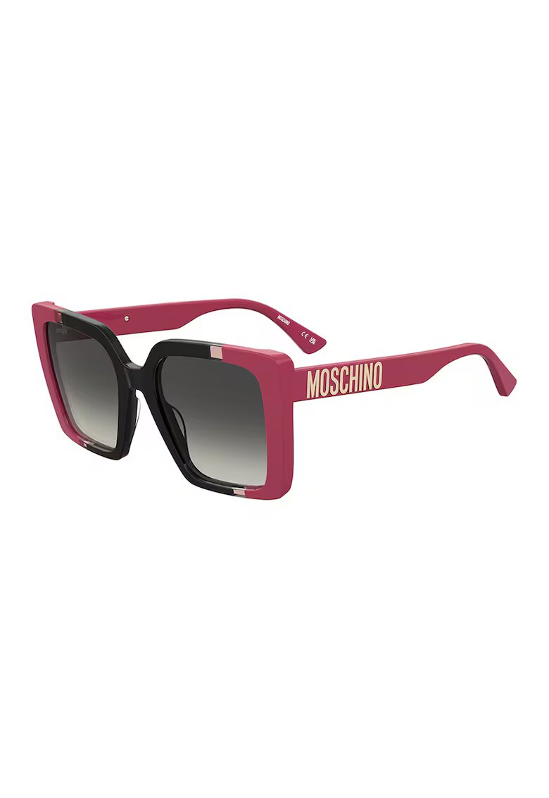 Moschino Ochelari de soare patrati cu detaliu logo - Rosu/Auriu