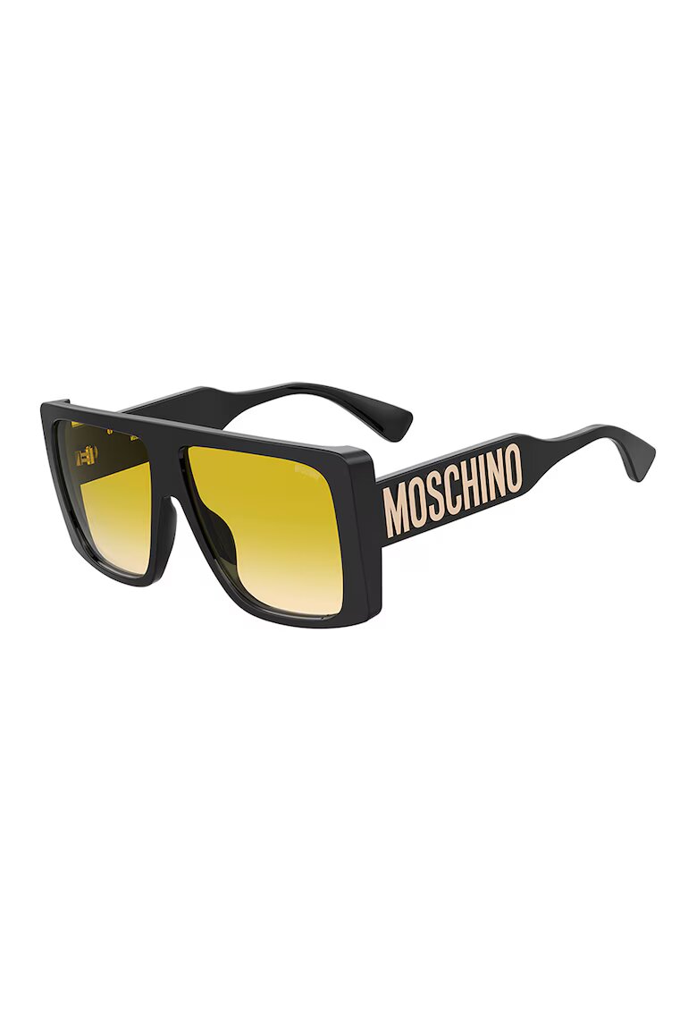 Moschino Ochelari de soare supradimensionati cu logo metalic - Auriu/Negru