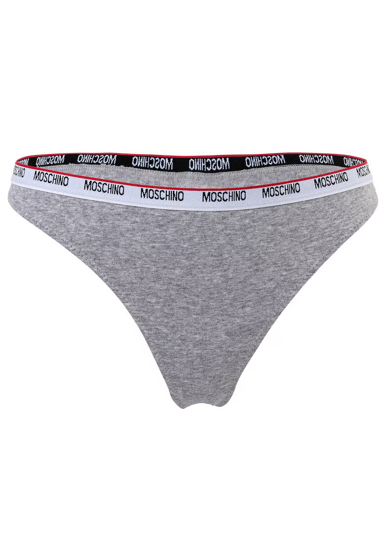 Moschino Underwear Chiloti tanga cu banda logo in talie - Gri