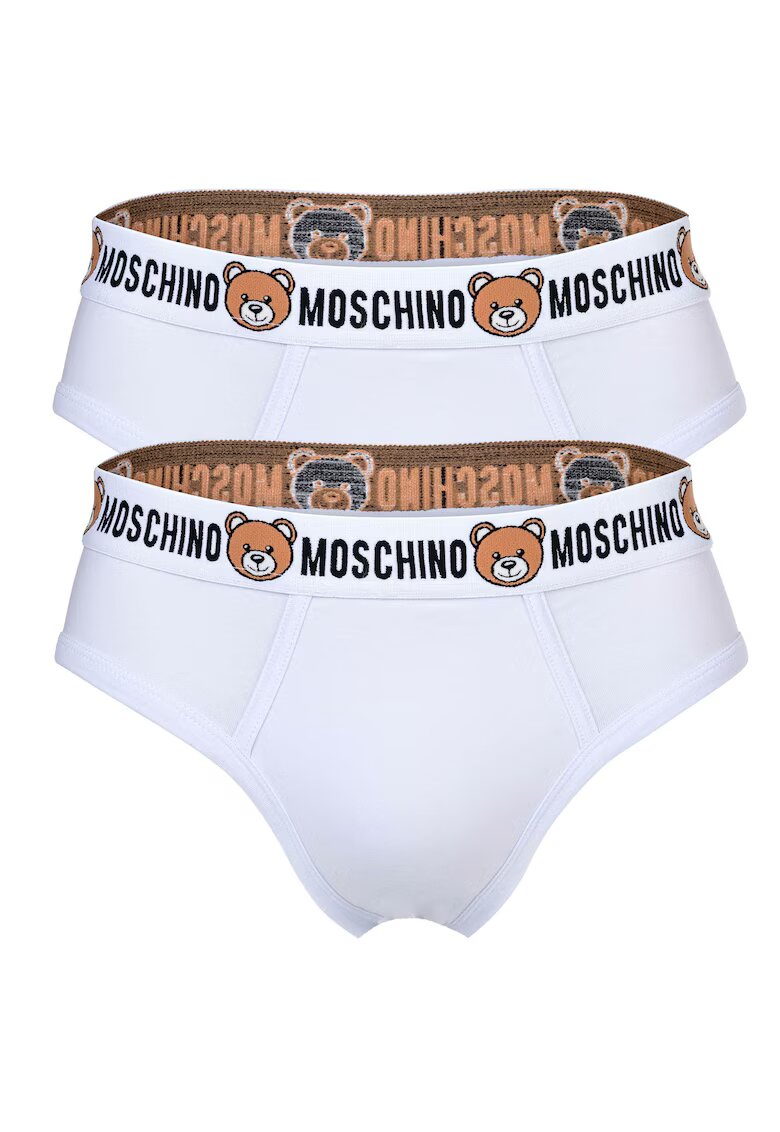 Moschino Underwear Set de chiloti cu banda logo in talie - 2 perechi - Alb