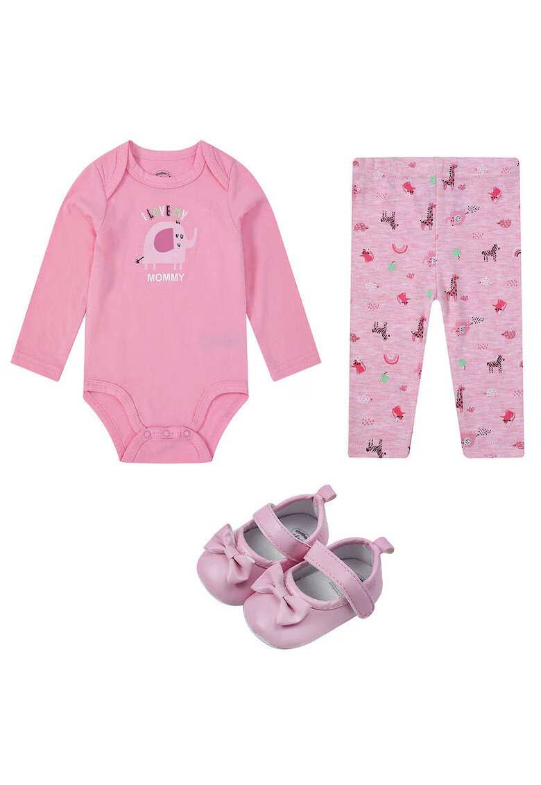 Mothers Choice Set 3 piese din bumbac pentru bebelusi - I lobe my mommy - roz