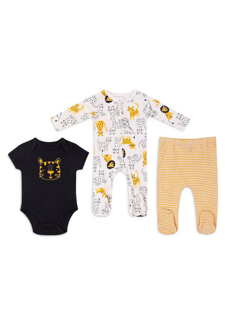 Mothers Choice Set 3 piese din bumbac pentru bebelusi - model tigru