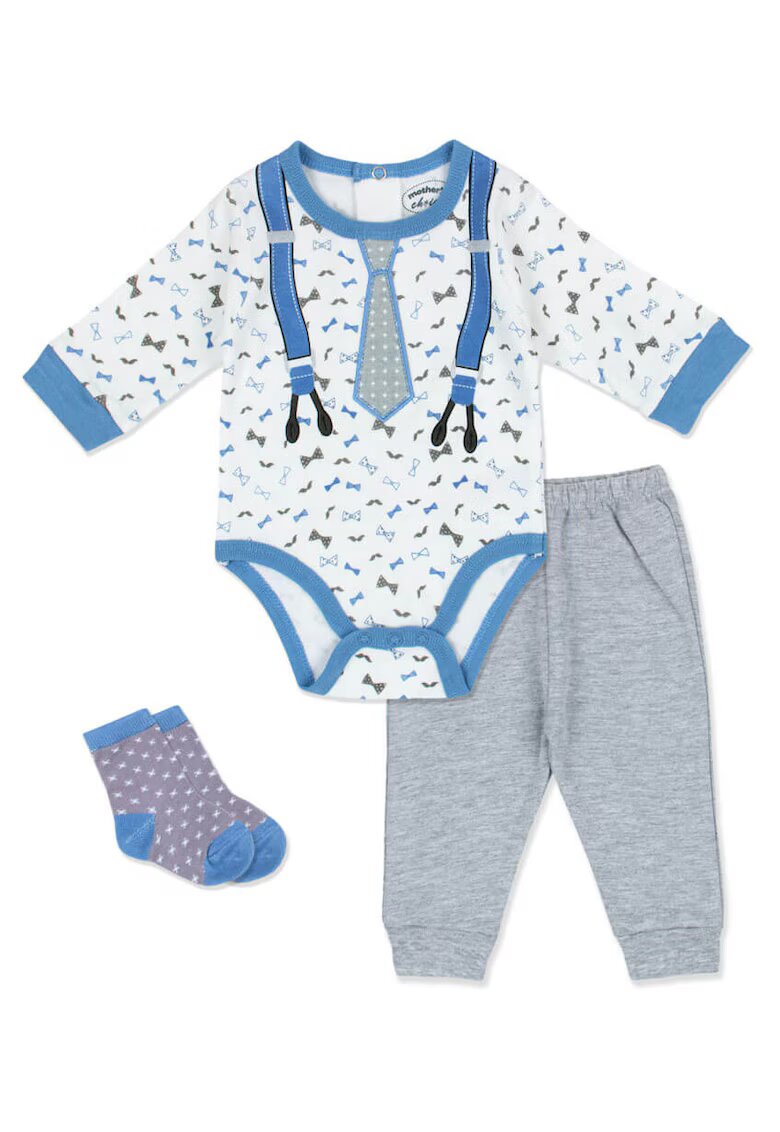Mothers Choice Set 3 piese pentru bebelusi - model bretele si cravata - - Multicolor
