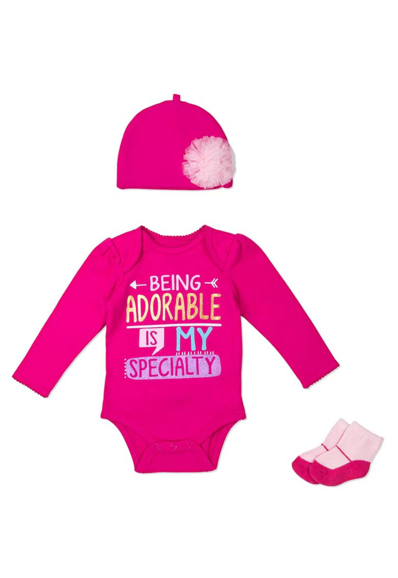 Mothers Choice Set 3 piese pentru fetite - Being adorable - roz - Roz