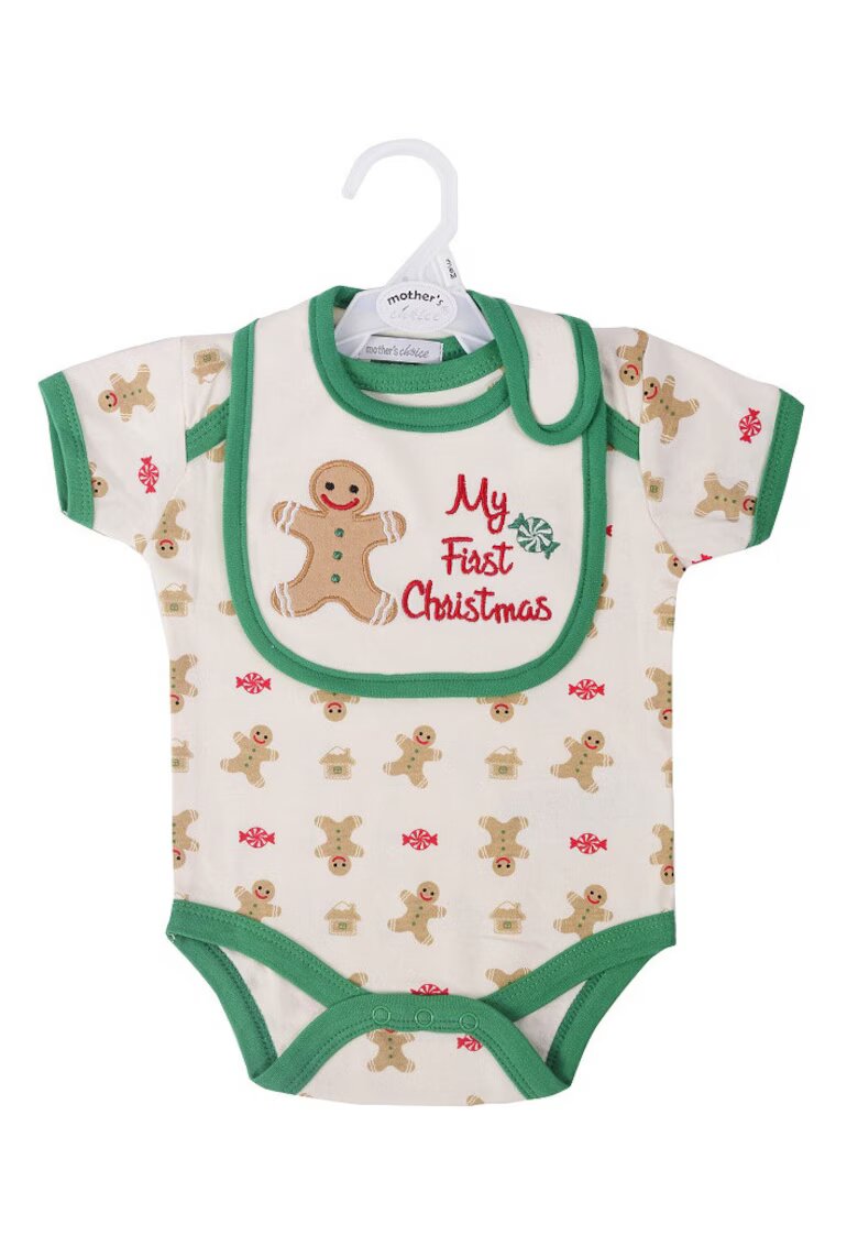 Mothers Choice Set Craciun pentru bebelusi - 2 piese din bumbac - model My First Christmas