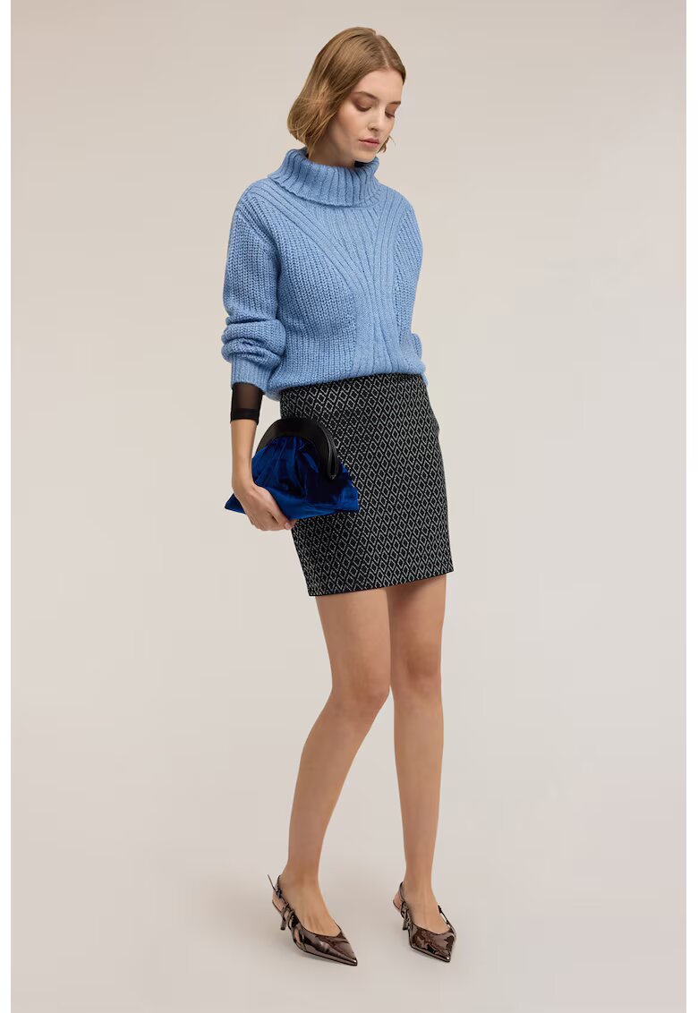 Motivi Fusta mini cu model geometric - Negru/Albastru/Argintiu