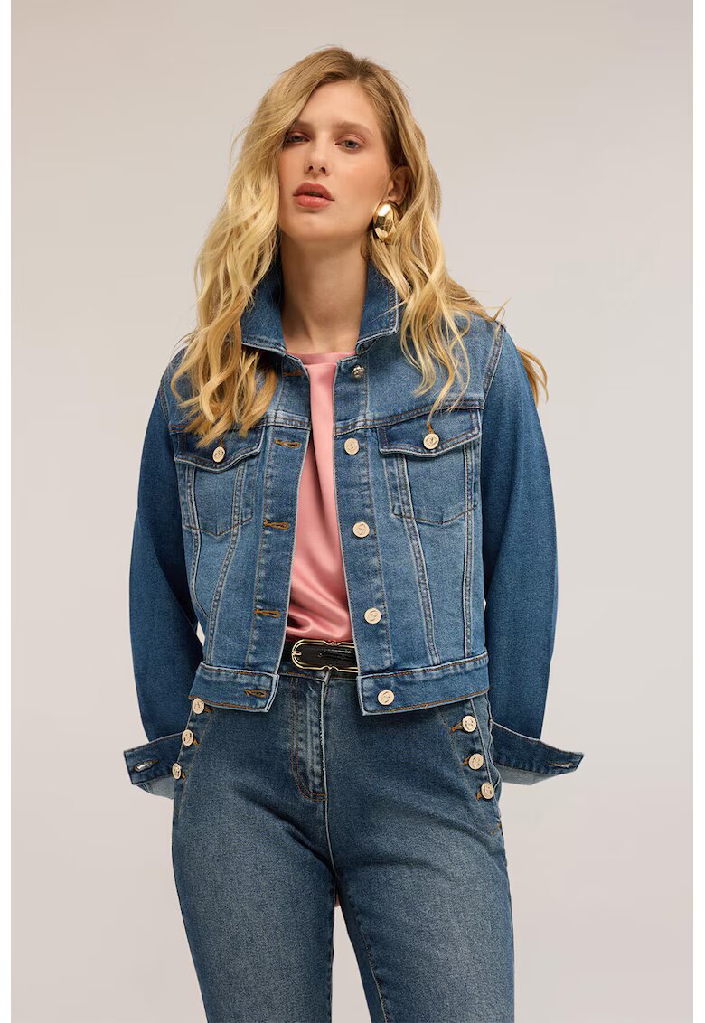 Motivi Jacheta din denim cu buzunare frontale - Albastru
