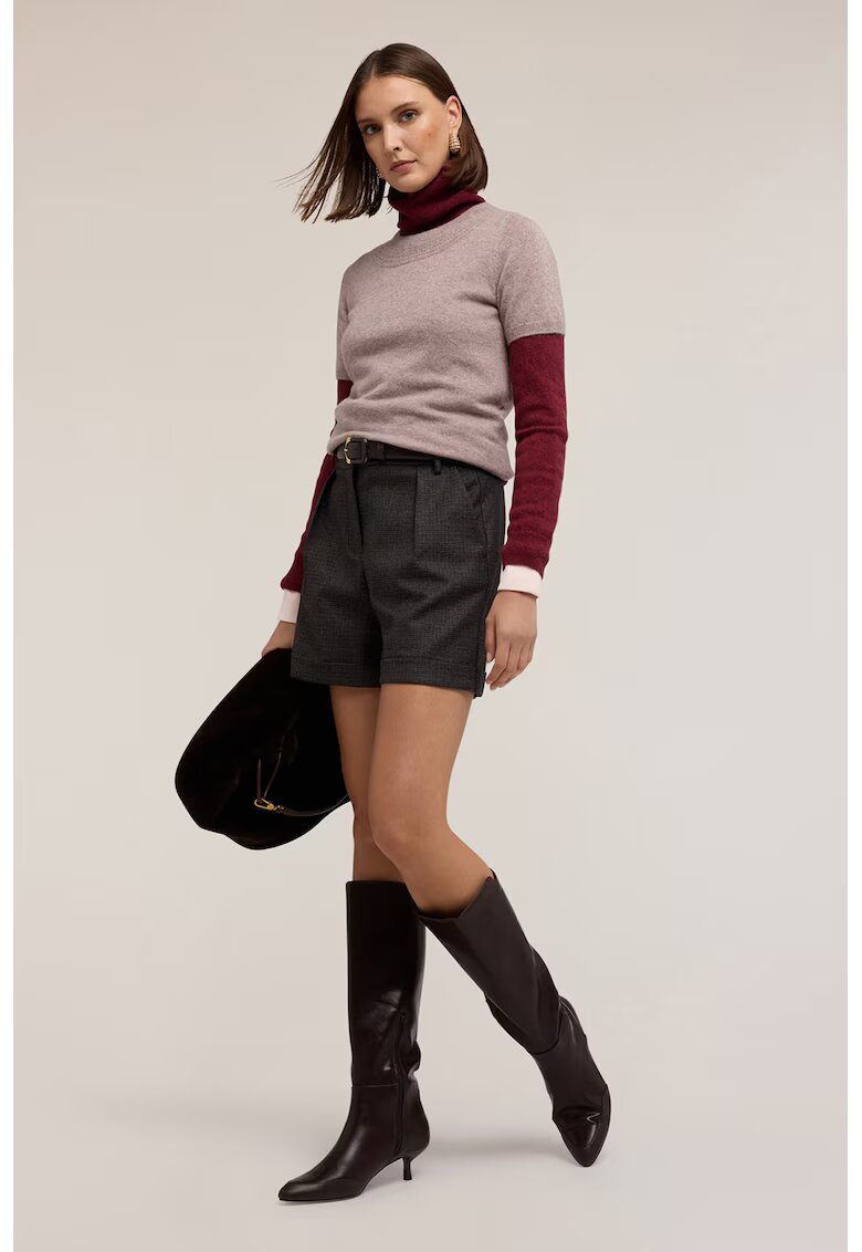 Motivi Pantaloi scurti cu talie inalta - Maro cognac/Negru/Gri inchis