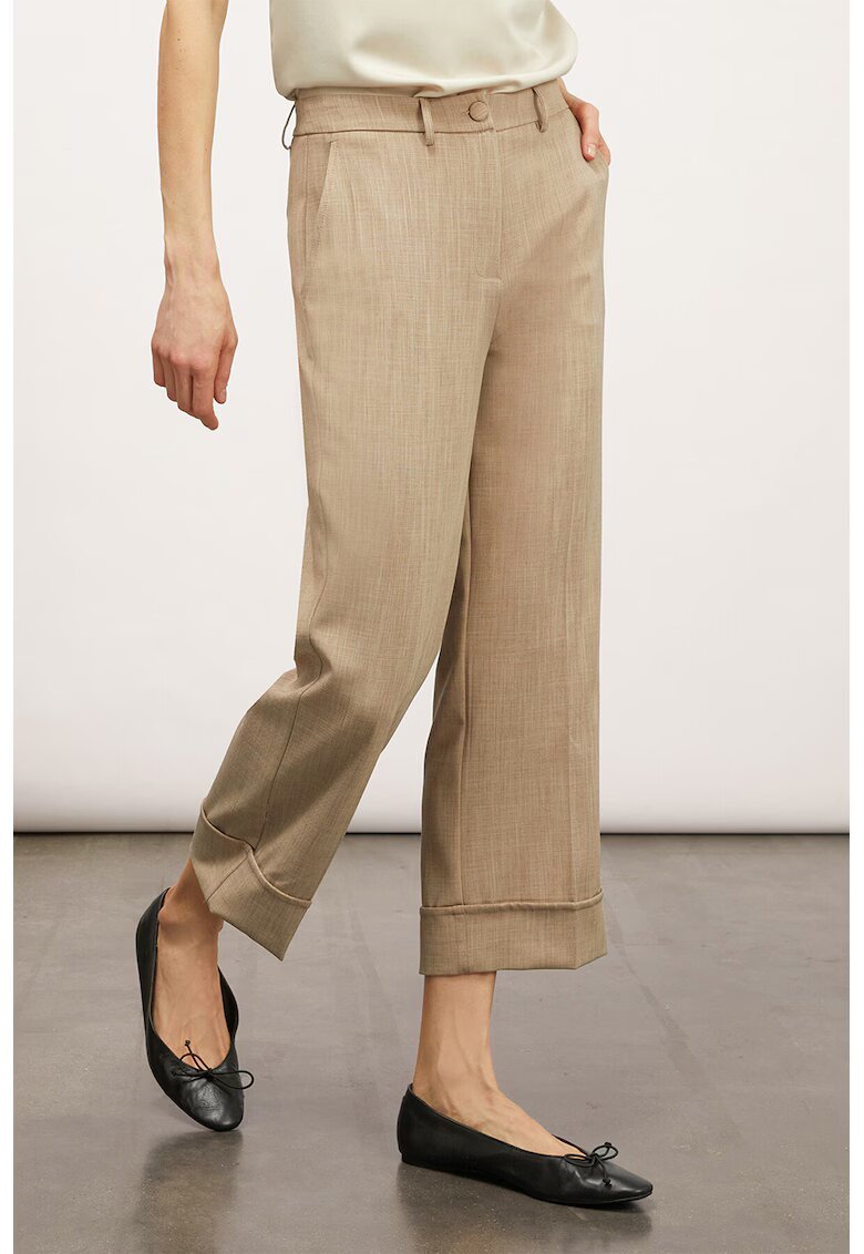 Motivi Pantaloni crop cu buzunare laterale - Maro nisip