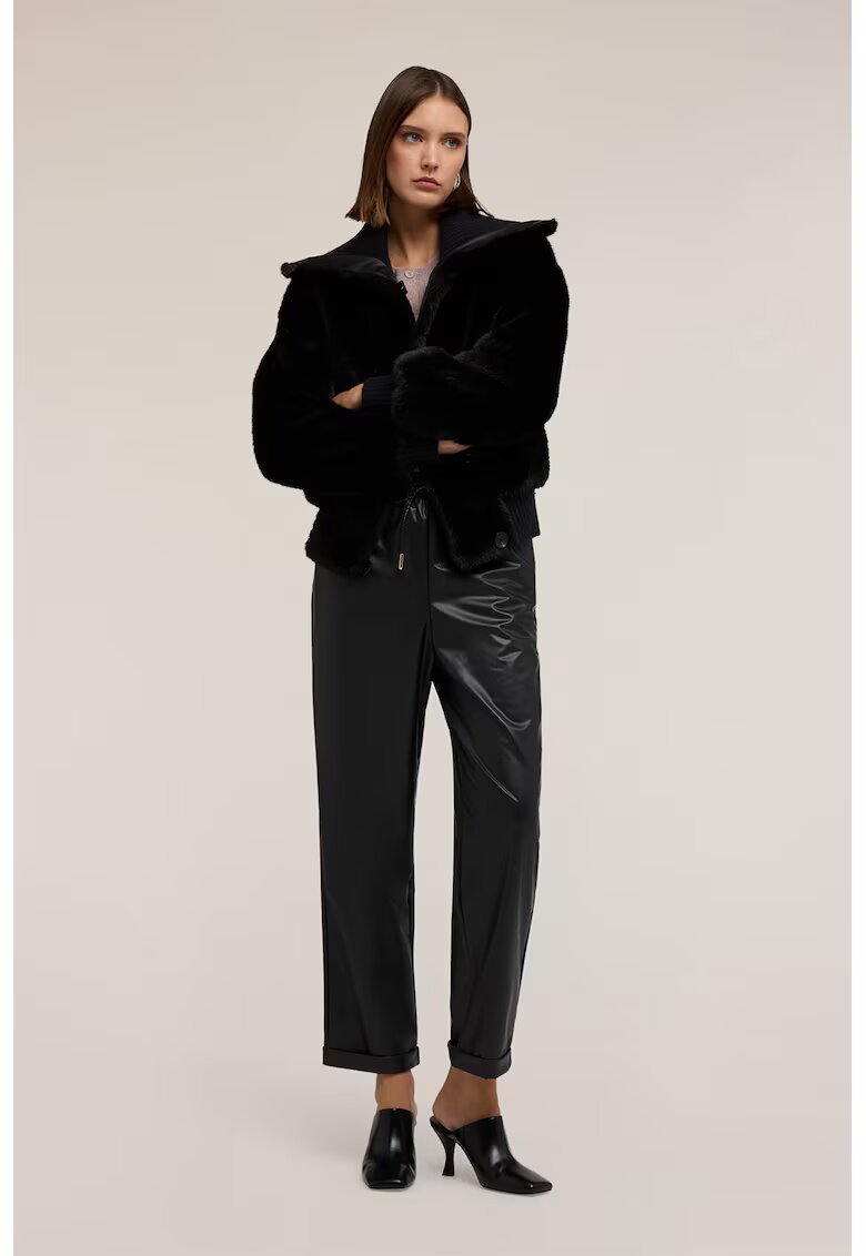 Motivi Pantaloni crop drepti cu snururi - Negru
