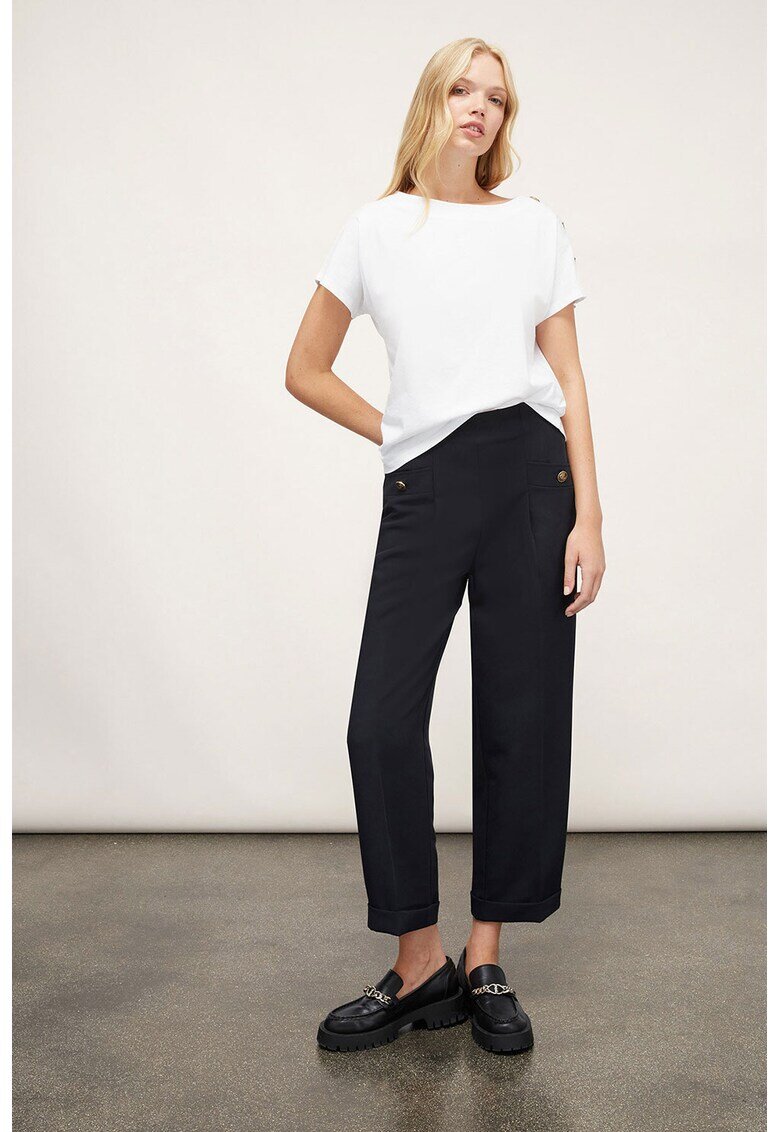 Motivi Pantaloni crop eleganti cu croiala dreapta - Negru stins
