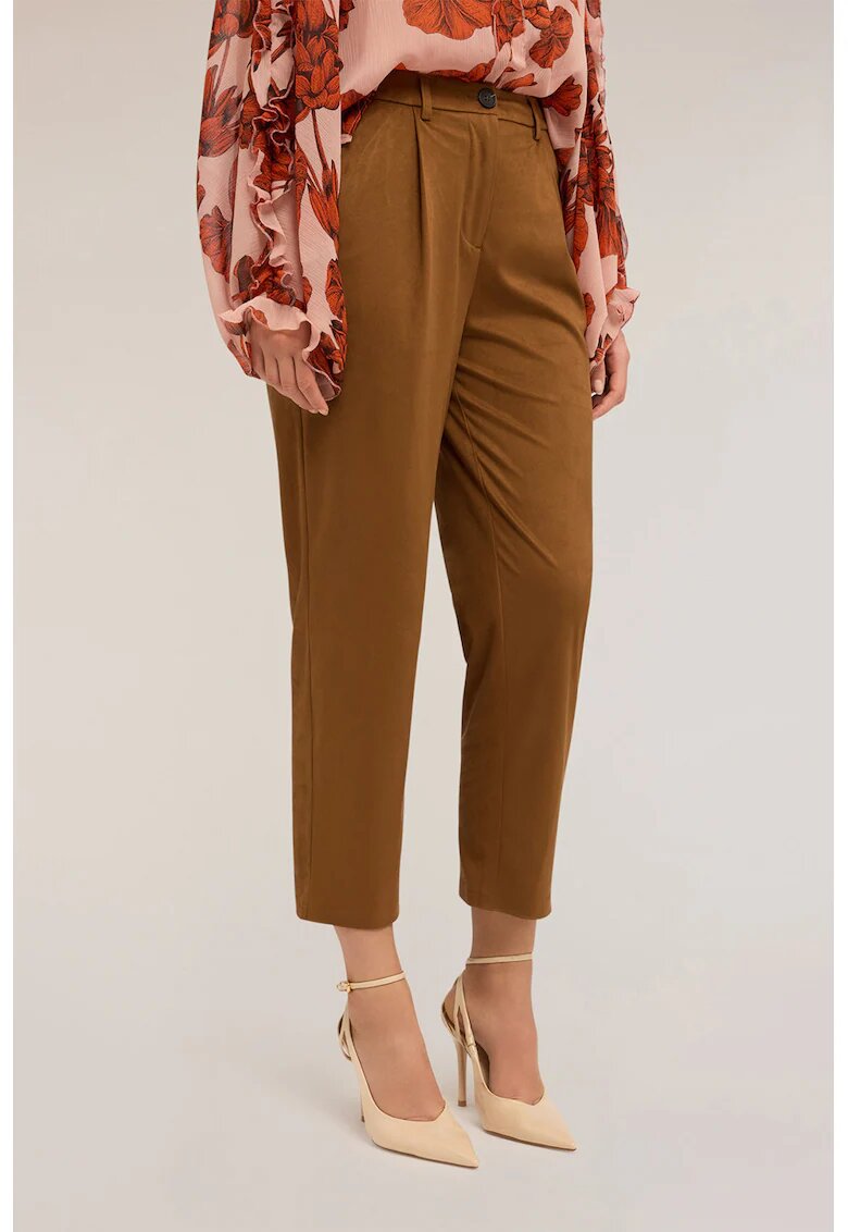 Motivi Pantaloni cu croiala conica si aspect catifelat - Caramel