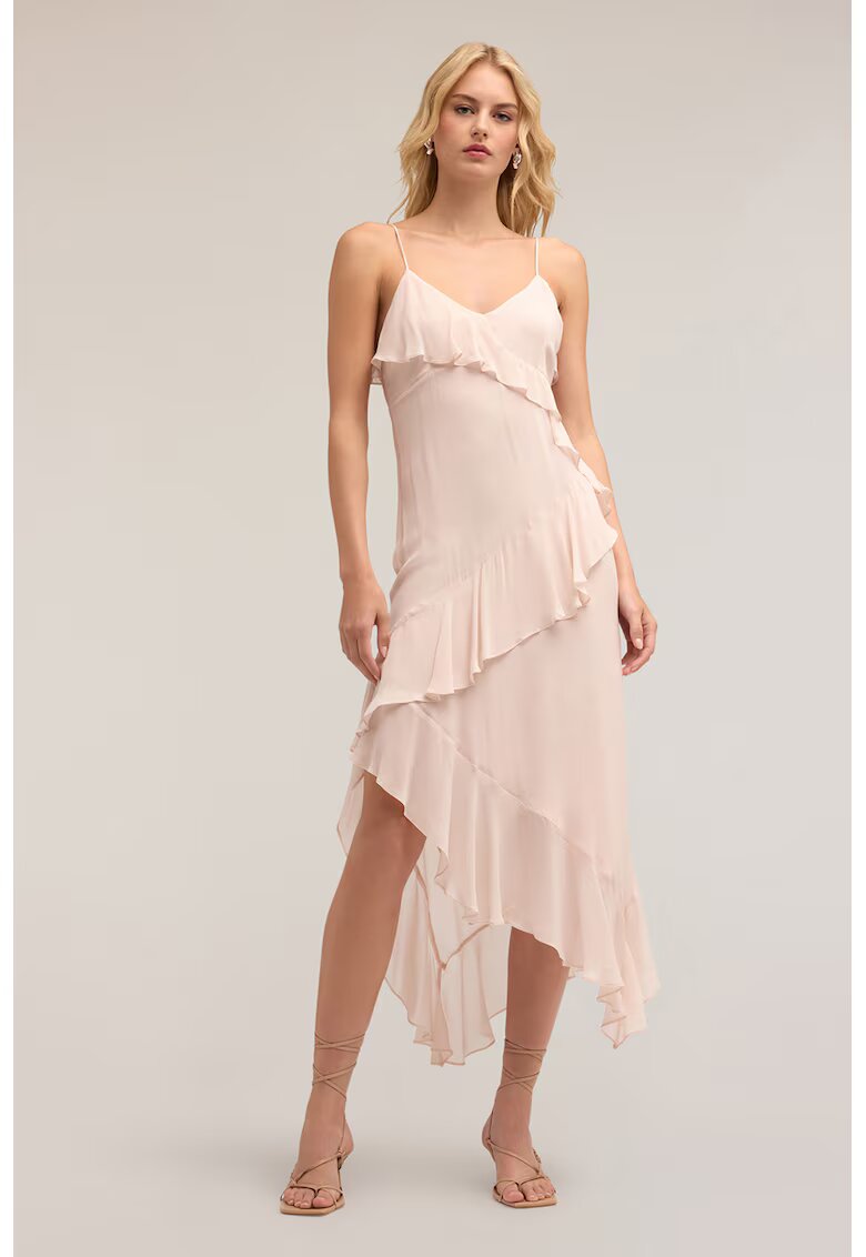 Motivi Rochie midi cu bretele inguste - Roz pal
