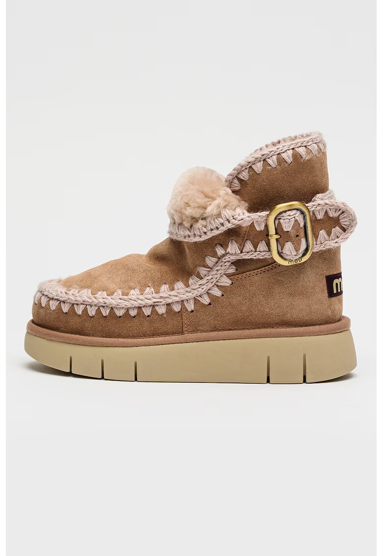 Mou Ghete slip-on din piele intoarsa Bounce - Maro deschis/Alb murdar